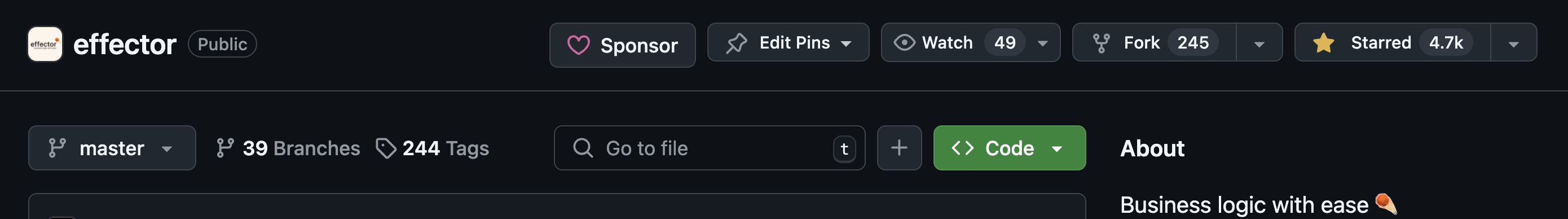 repository action buttons in github